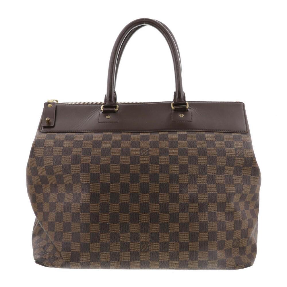 LOUIS VUITTON Damier Greenwich Handbag Boston Bag Ebene Brown B